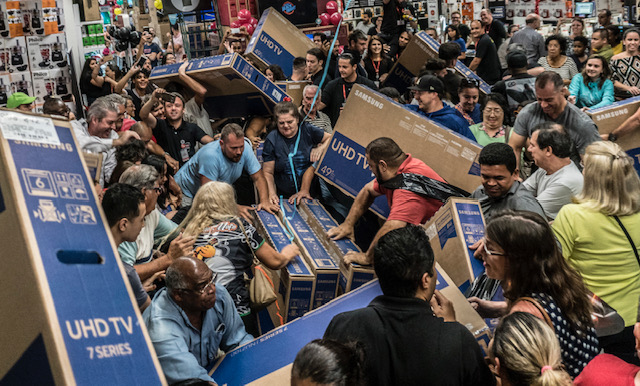 Shoppers fighting over Black Friday deals.