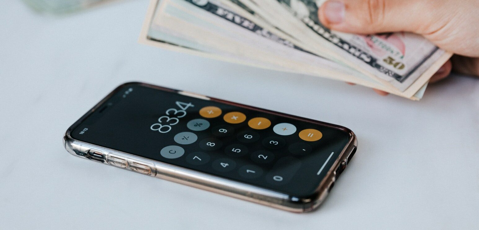 iPhone open to calculator with cash